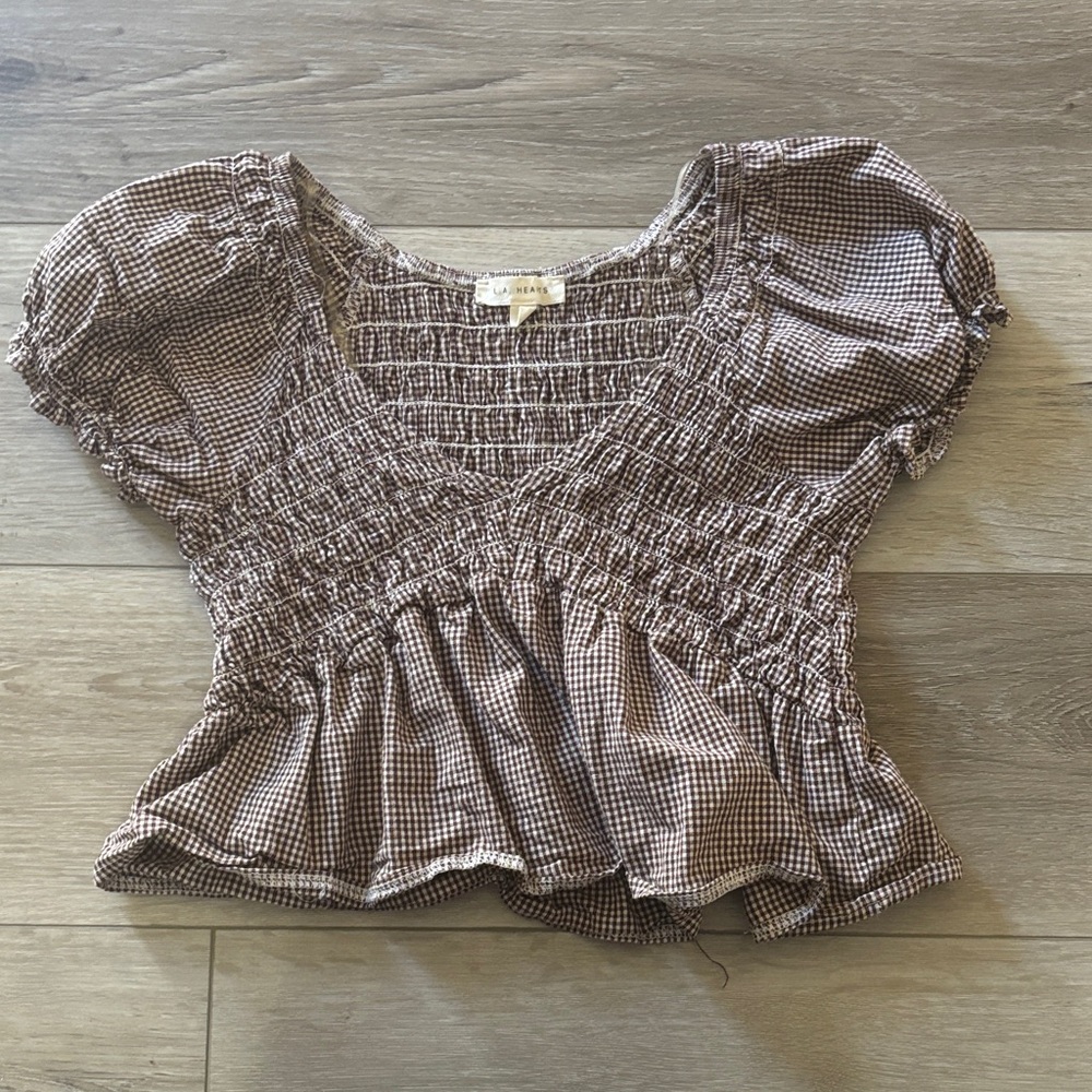 PacSun Brown Ruffled Blouse